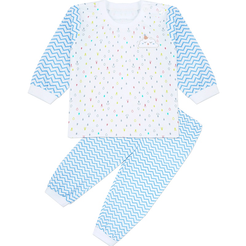 婴姿坊春季神奇雨点系列肩开扣男童女童内衣两件套