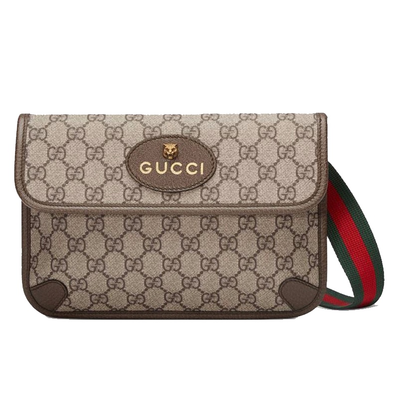 GUCCI古驰高级人造帆布腰包虎头差包男女包双G纹胸包斜挎相机包百搭古奇奢侈品
