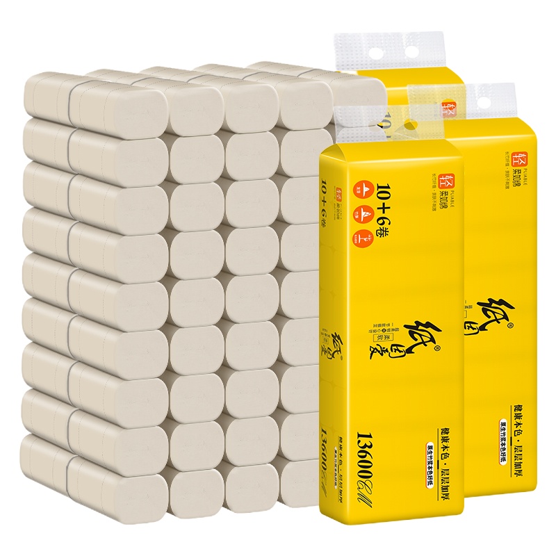 WQSC纸因爱卷纸本色48卷家庭装餐厅卫生纸巾卷筒纸实惠装4层母婴厕纸巾纸因爱-2710-48卷