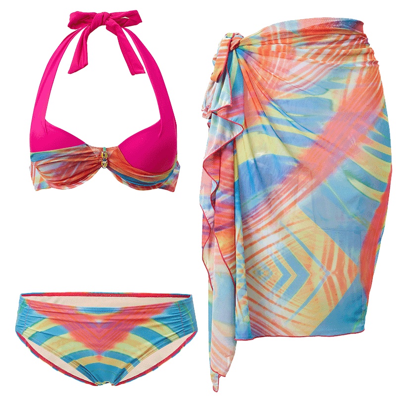 号手比基尼泳衣女三件套韩国温泉小香风小胸聚拢大胸钢托性感度假