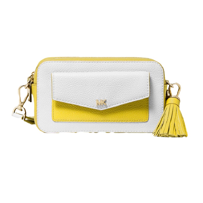 Michael Kors 迈克·科尔斯 ss19 QH 小号皮质口袋相机包亮白色 32S9GF5C5T-OPTICWHI