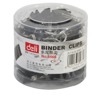 得力(deli) 8566 15mm黑色长尾夹票夹 60只/筒 单筒装
