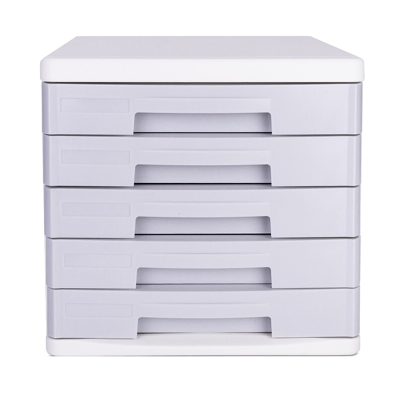 [精选]得力(deli) 9762 五层抽屉式桌面文件柜资料柜 浅灰色