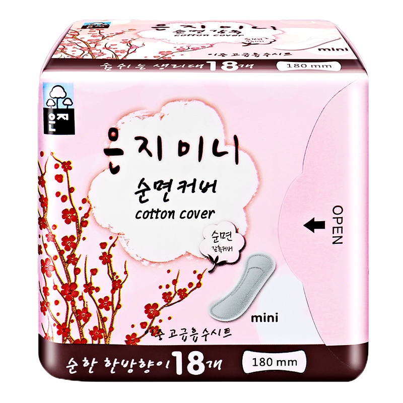 恩芝(Eunjee) 纯棉 轻薄无感 迷你亲肤 呵护韩国原装进口卫生巾正品保证18片 180mm