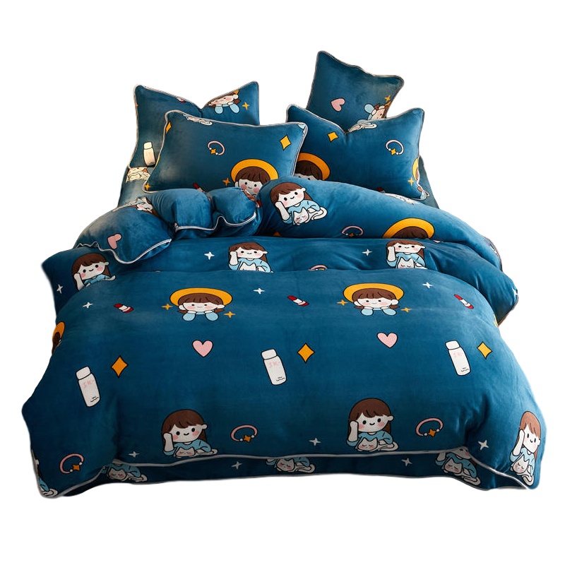 绘窝(HuiWo)家纺 冬季加厚法兰绒单被套云丝绒法兰绒被罩单件 魔法绒水晶绒被套单件 简约风秋冬加厚印花保暖法