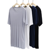 丝煌针织短袖T恤男士中老年圆领体恤打底汗衫透气纯色混纺上衣夏