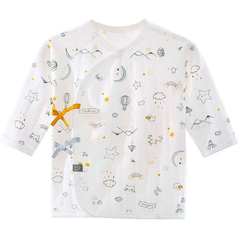 Aengbay婴儿上衣春秋纯棉0-3个月宝宝单件上衣和尚服打底衣