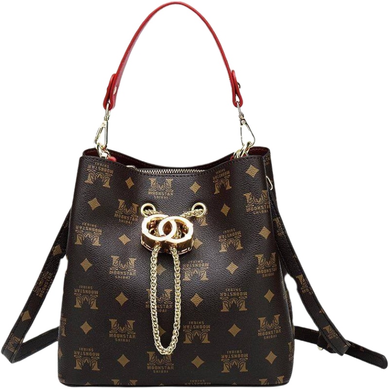 ITSK2020新款小ck包包女洋气简约老花水桶包时尚手提单肩斜挎女包百搭chic港风少女款韩版日韩风范湖北可发货