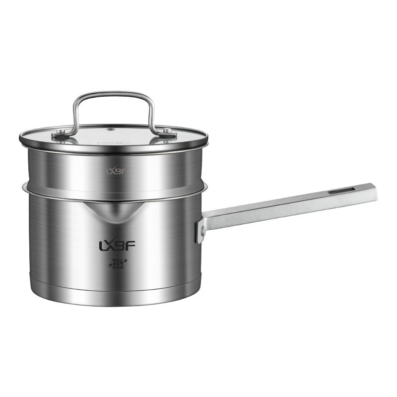 龙兴宝富(LXBF)304不锈钢奶锅小蒸锅家用热奶泡面锅宝宝婴儿辅食锅电磁炉煤气灶通用锻压打底不粘锅18cm
