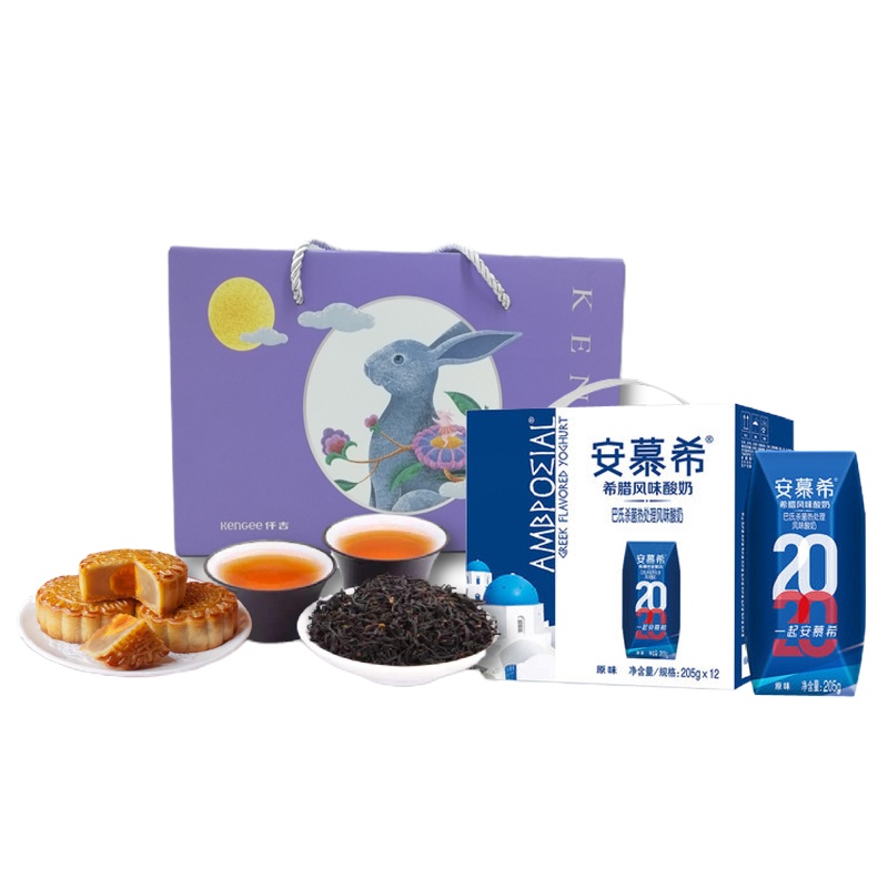 中秋组合2(仟吉吉月礼月饼礼盒330g+伊利安慕希205g*12)