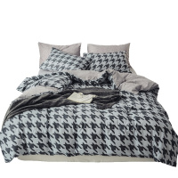 北极绒(Bejirog)家纺 纯棉加厚磨毛四件套全棉简约双人被套床单秋冬保暖1.5m/1.8m床上用品绗缝