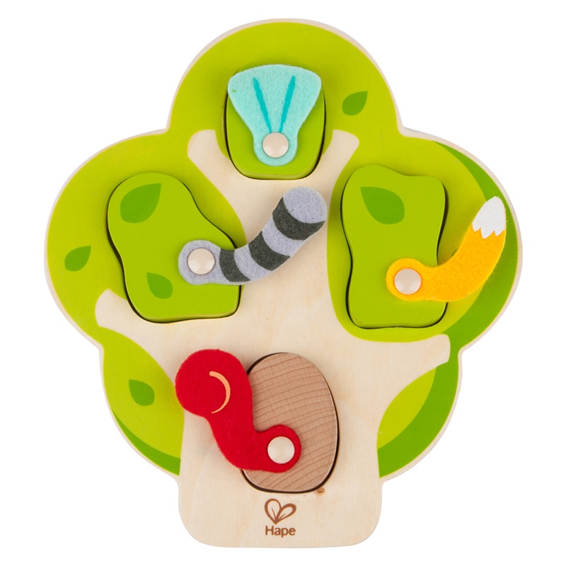 Hape二阶—迷藏动物立体拼图18个月以上儿童拼图玩具