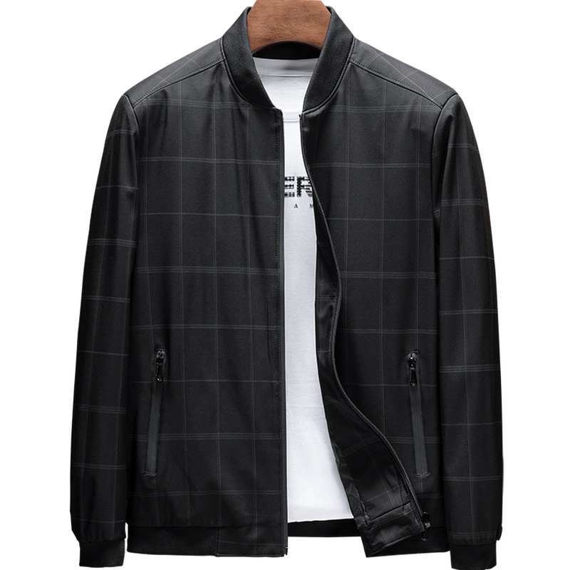 【版型偏小，建议拍大一码】雅鹿男装中青年夹克男春秋棒球领男士秋装上衣服薄款中年男装外套A19202056