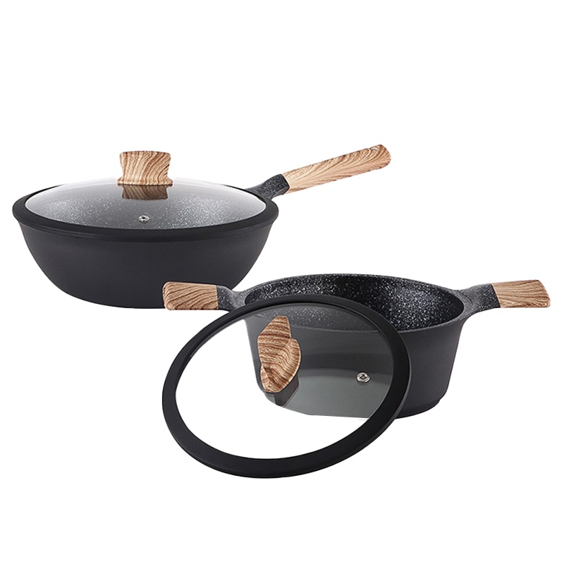 欢喜系列不粘锅两件套 HXC-L-TZ002A 麦饭石节能环保持久耐用不粘锅两件套套装 (单位:套)