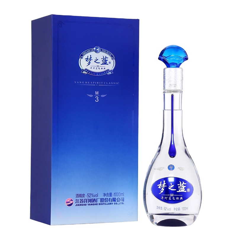 洋河(YangHe)蓝色经典梦之蓝M3 40.8度1000ml单瓶装浓香型白酒(新老包装随机发货)