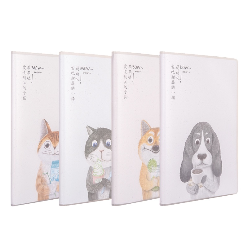 得力文具胶套本T3296MENG笔记本子记事本日记本16开加厚韩国小清新简约大学生笔记本考研本子 4本装套装