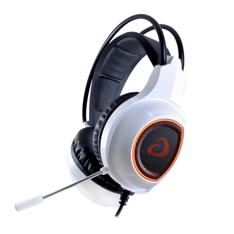 达尔优EH715白色头戴式耳机电脑吃鸡游戏电竞带耳麦重低音虚拟7.1声道