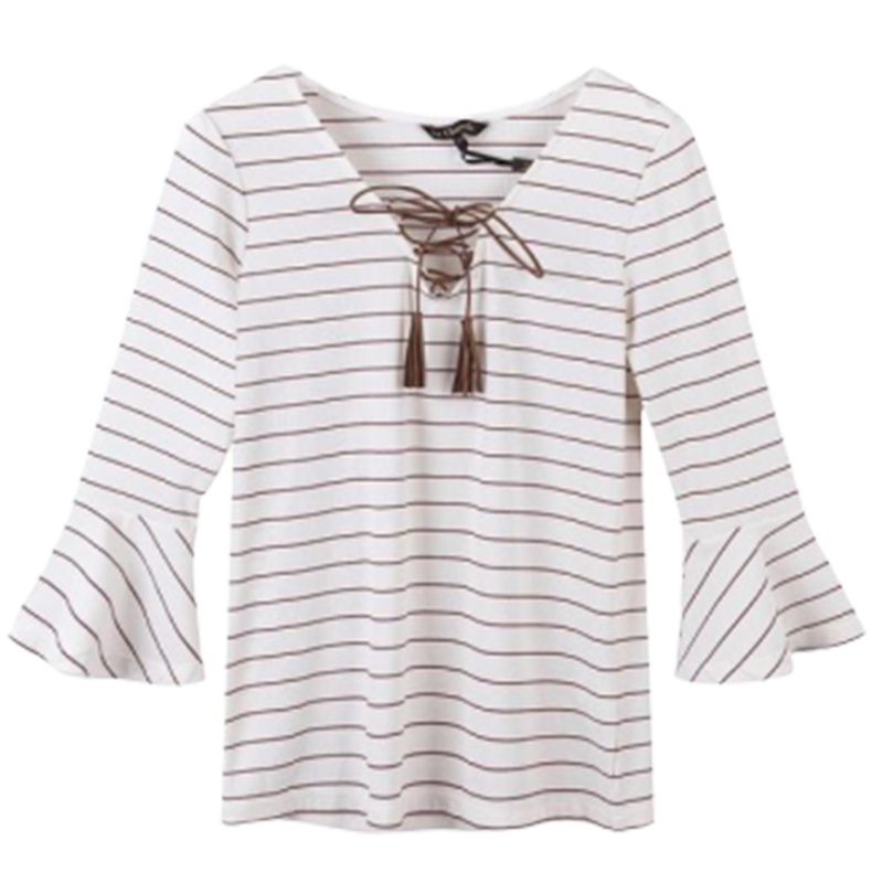 【专柜同款】拉夏贝尔七分袖T恤学生韩版宽松拉夏贝尔夏新款打底衫百搭潮上衣