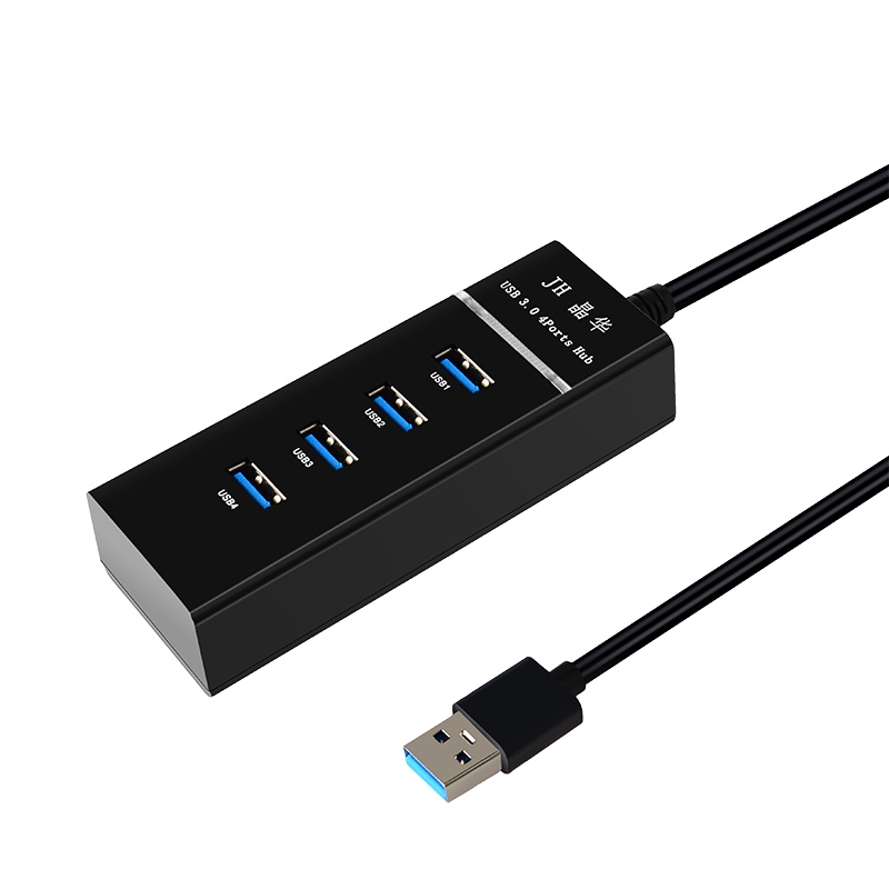 晶华 USB3.0高速扩展器分线器多口笔记本台式电脑外接一拖四多功能接口拓展坞hub集线器黑色0.2米 Z414A