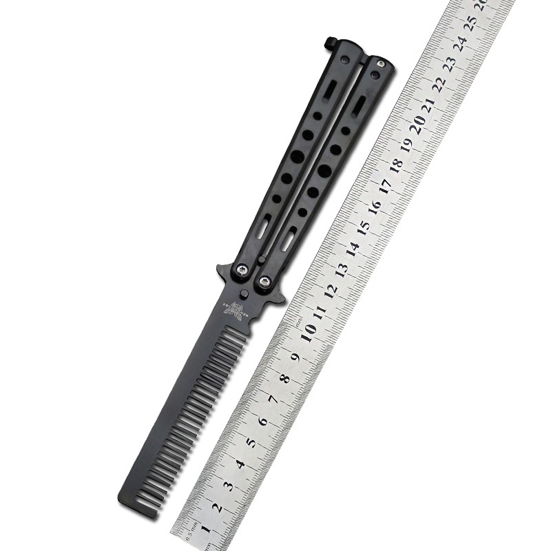 西户户外 厚款C25蝴蝶训练梳子 折叠刀 新手入门 练习梳子