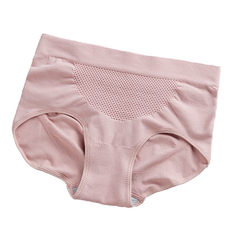 【3条装】老頭夫皇 3D蜂巢收腹内裤 女士无缝纯棉裆中腰提臀三角裤FH8351三条混色装