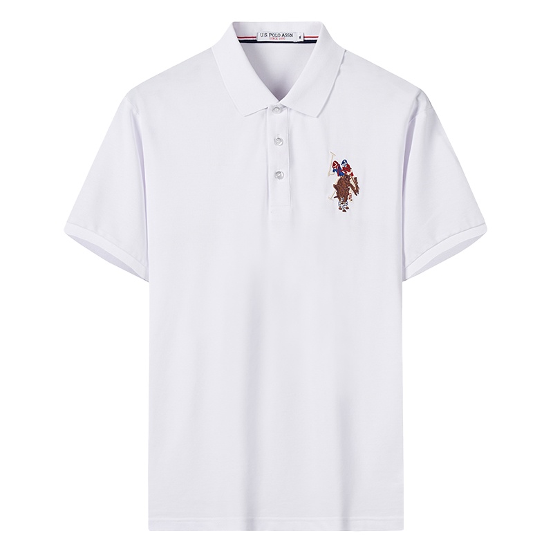 USPOLO ASSN（55.9%棉）夏季新款男士polo衫纯色百搭休闲商务时尚翻领短袖