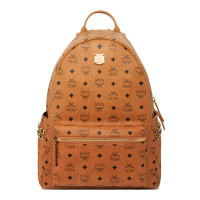 MCM 中性棕色侧铆钉pvc配皮中号双肩背包情侣款包包礼物送女友 MMK6SVE38CO001