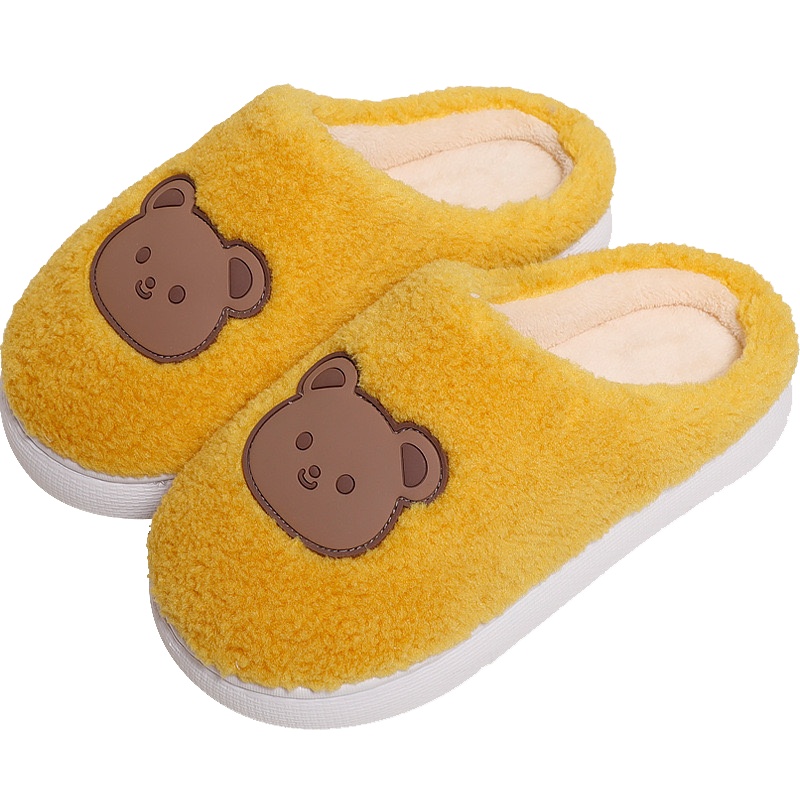 苏宁宜品 秋冬家居室内厚底简约情侣外穿防滑毛毛绒拖鞋20256-2