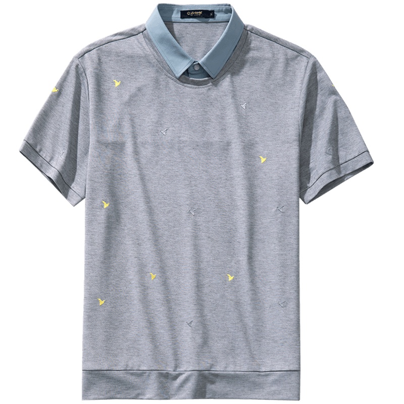 千纸鹤男装2019夏季新款男士潮流休闲假两件短袖polo衫男15119