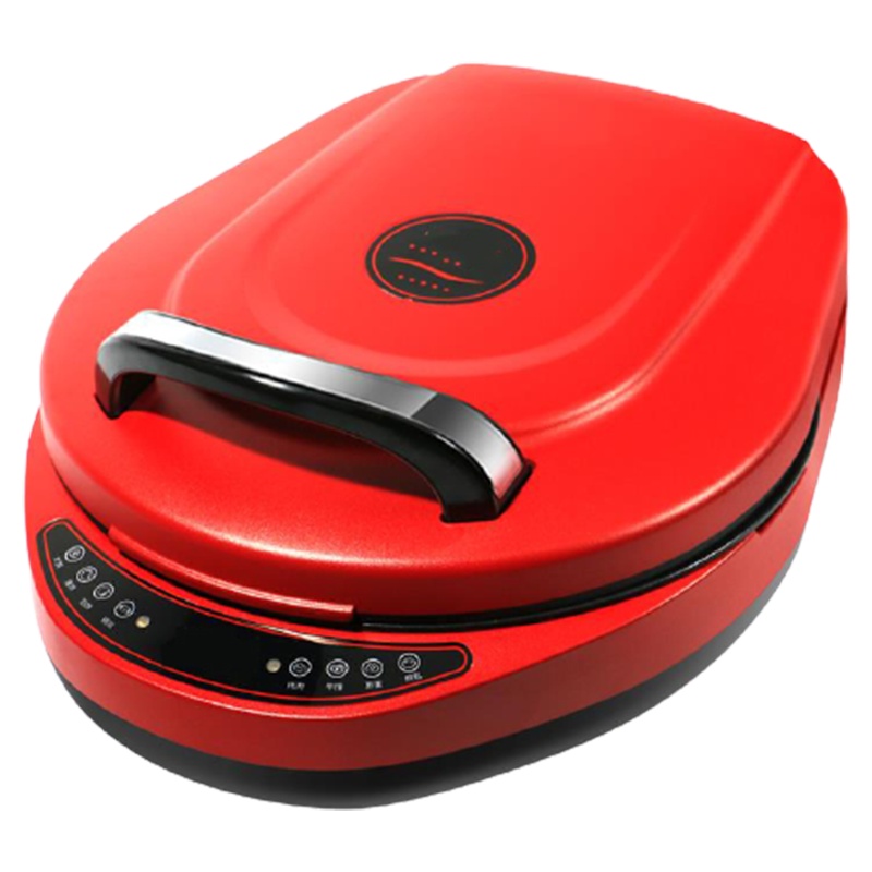家用可拆卸加大加深自动断电妖怪悬浮电饼铛双面加热商用烙饼机40_红色两个烤盘送铲子