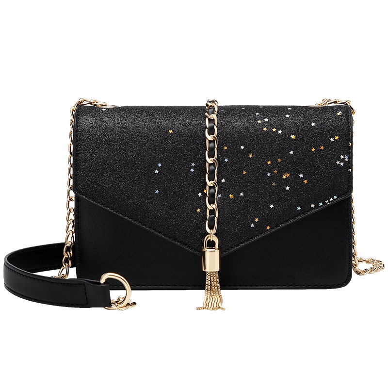 第九城（V.NINE） 包包女2019新款信封包时尚百搭流苏链条斜挎单肩小方包