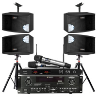 山水(SANSUI)两对SP3-06家庭KTV音响套装家庭影院家用卡包功放卡拉OK客厅会议音箱无线麦克风+2T点歌机