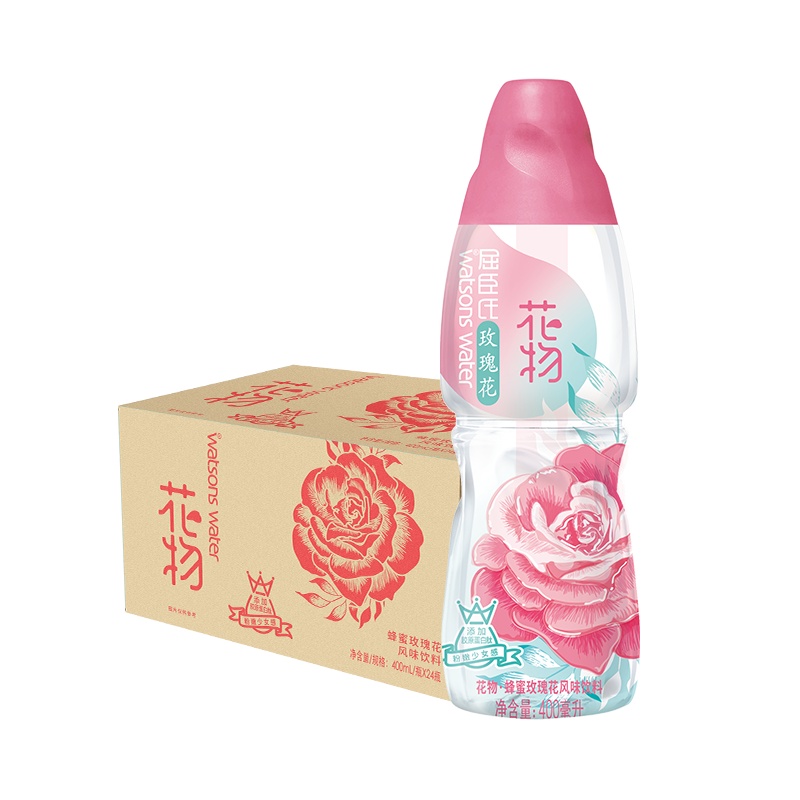 屈臣氏花物玫瑰花荔枝(胶原蛋白)风味饮料 400ml*12/箱