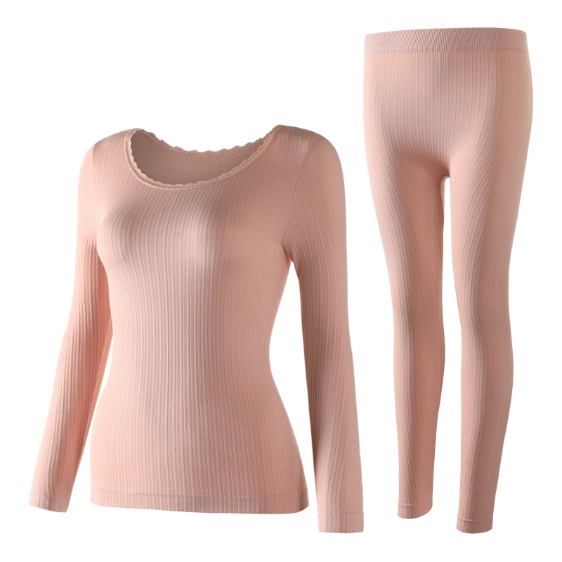 俞兆林秋冬季美体保暖内衣女士套装薄款圆领蕾丝修身秋衣秋裤女