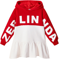 [2件2.5折:124]gxg kids童装2020春装女童洋气连衣裙时髦拼接字母印花卫衣裙