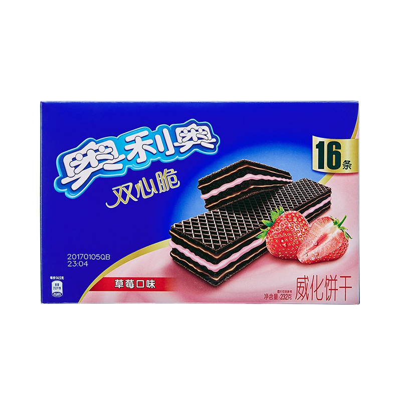 奥利奥(OREO) 威化饼干 双心脆草莓口味232g