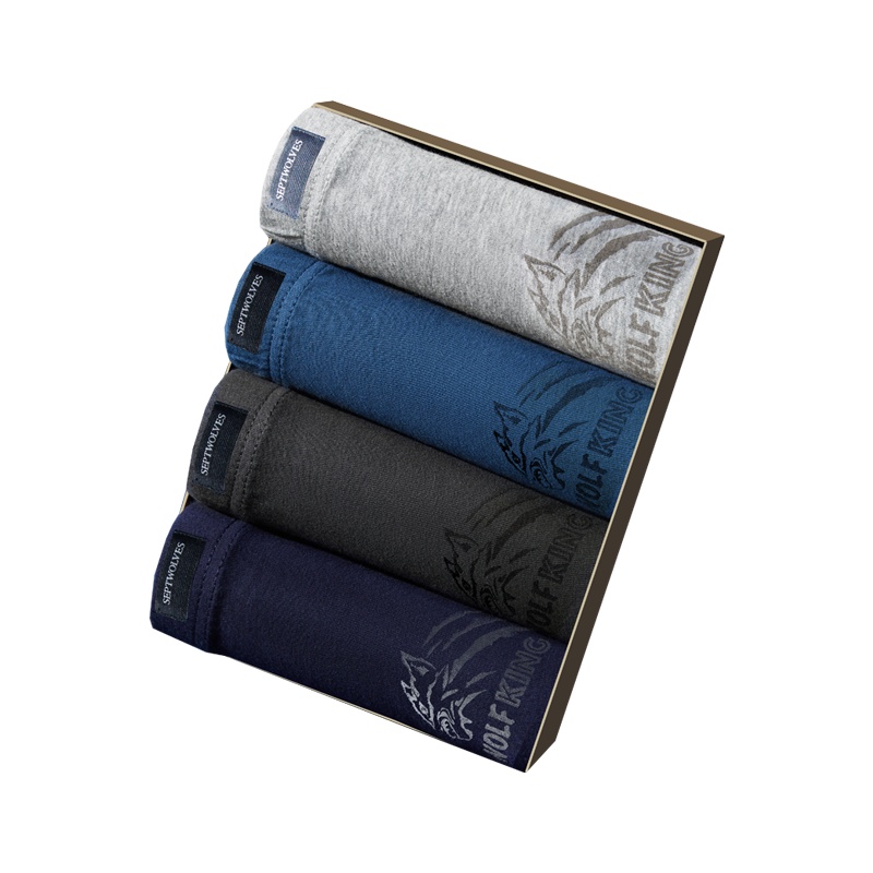 七匹狼4条装男式短裤纯棉抗菌男士平角内裤内衣