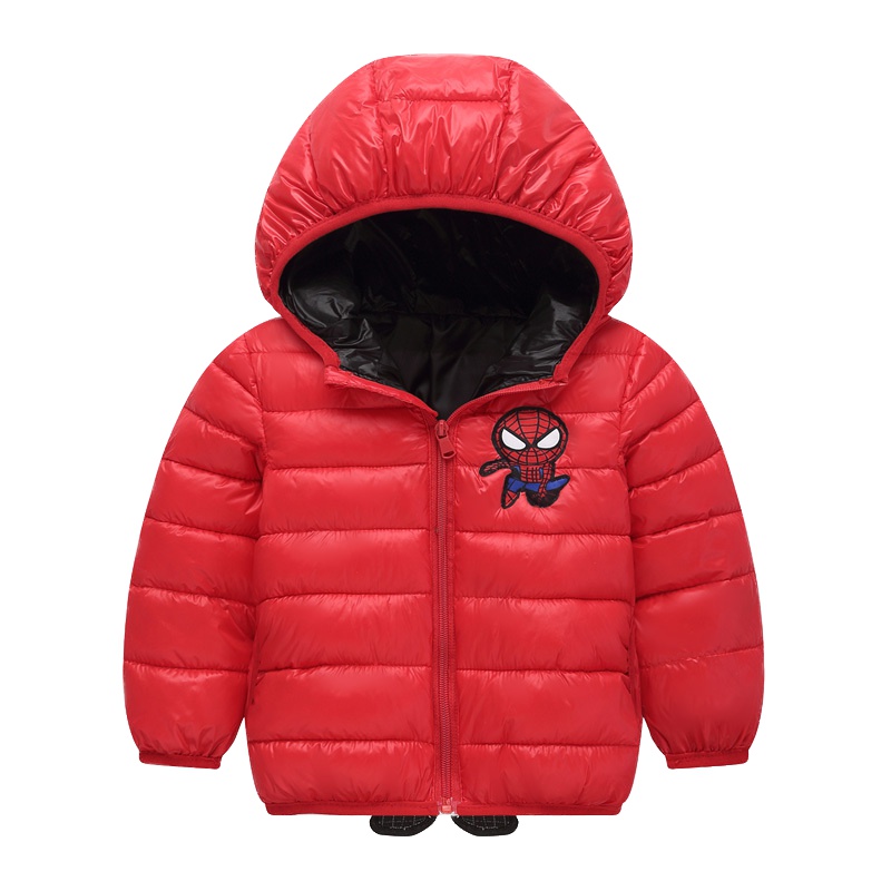 2019胖胖象冬季新款P31保暖连帽男女中小童羽绒棉服棉衣蜘蛛侠
