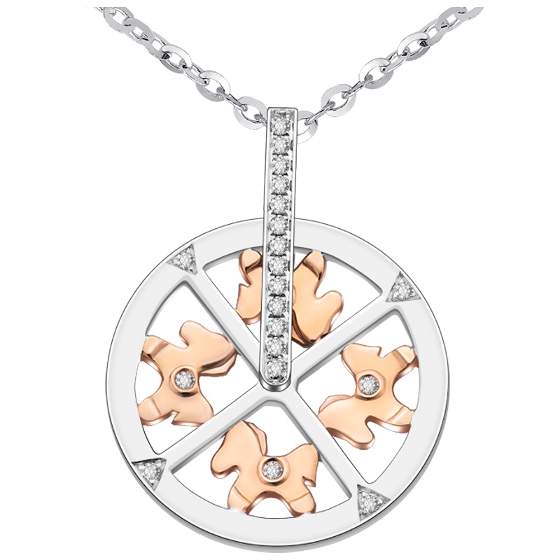 梦克拉  18K金群镶钻石吊坠 旋转 童趣 百姿木马