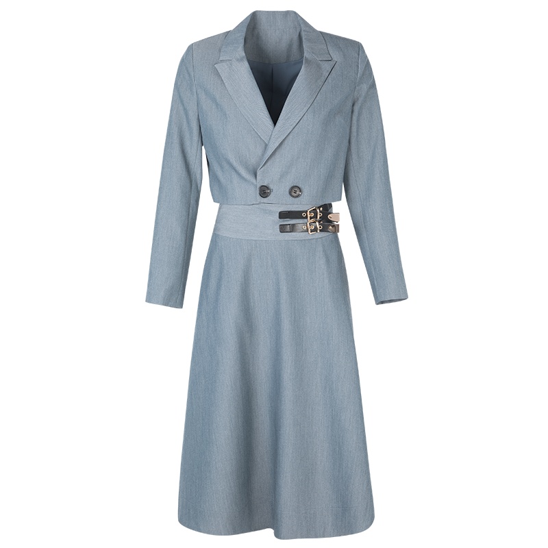 晚白2021春季新品通勤两件套小西装外套高腰A字半裙时尚套装女