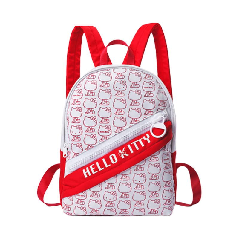 Hello Kitty凯蒂猫 防水老花拼色女士双肩包 白色