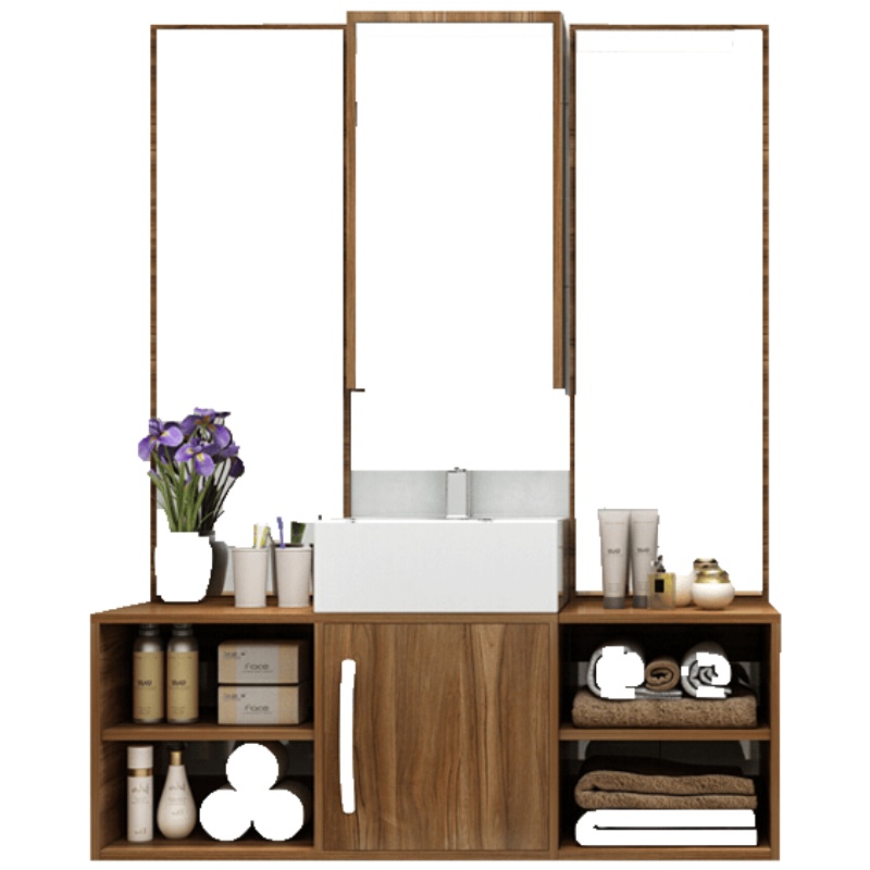 北欧实木浴室柜组合 洗脸柜挂墙式卫生间洗漱台小户型台上盆卫浴柜安心抵