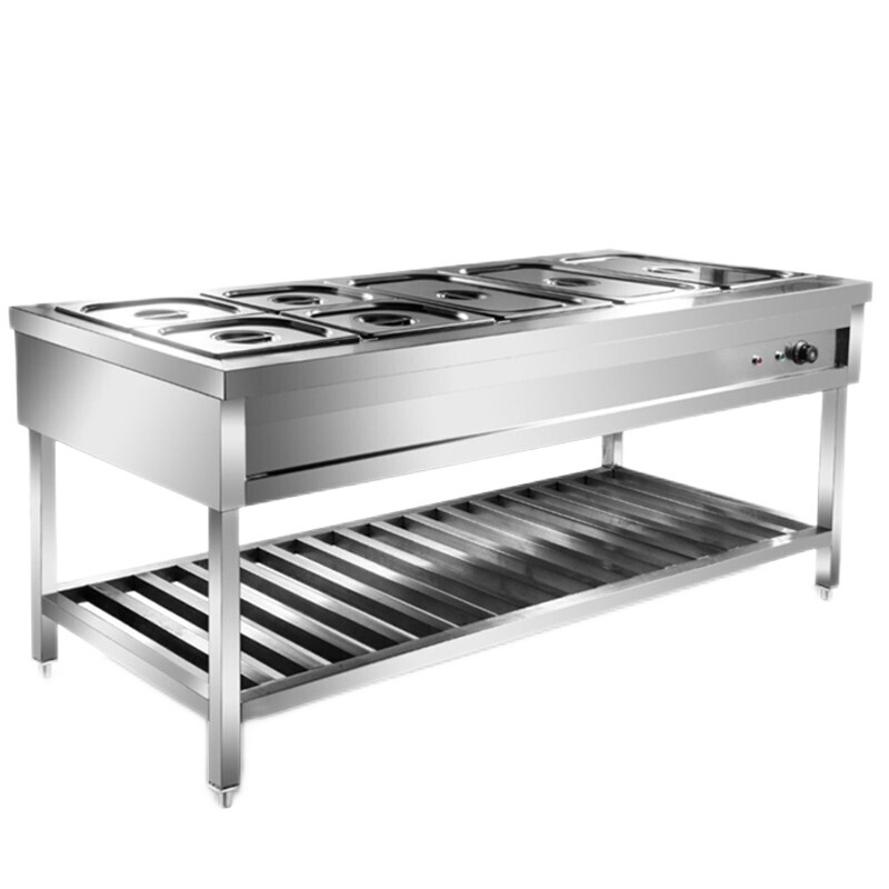 德玛仕(DEMASHI)商用保温汤池 快餐售饭台 快餐车 菜台分餐台份数盆2000*800*800 六格 201不锈钢