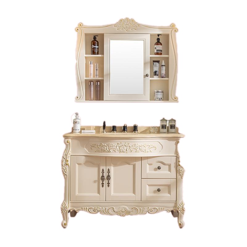 海澳德 弧形欧式浴室柜橡木洗手池台洗脸盆柜组合实木卫浴落地洗漱梳妆台