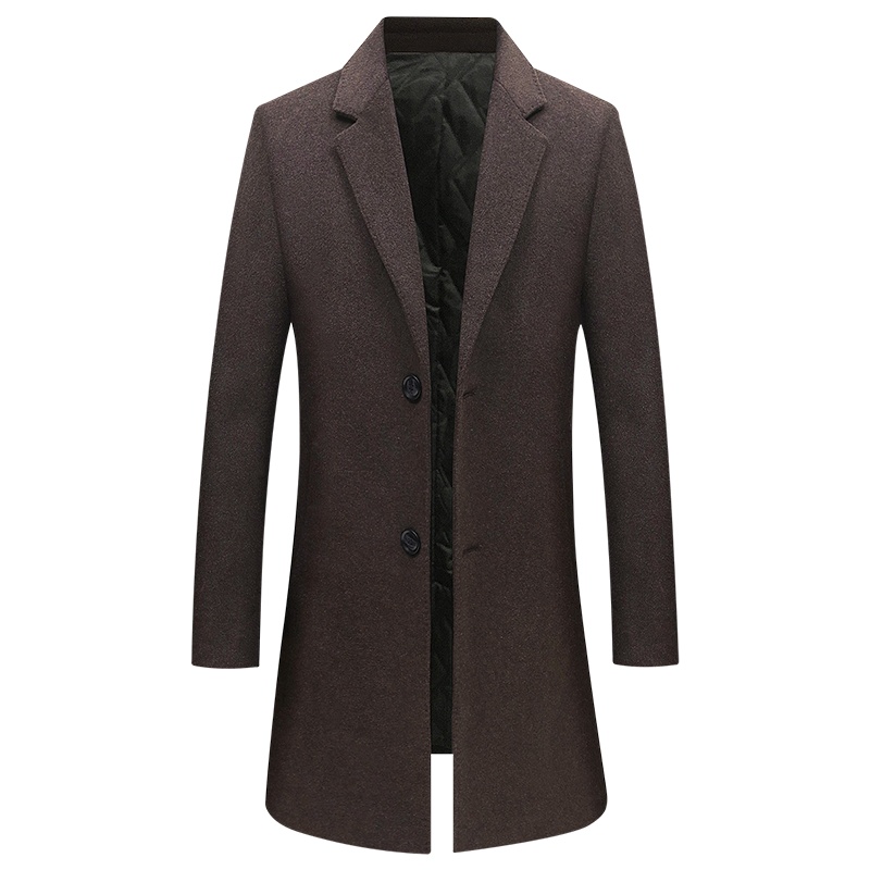 新款秋冬羊毛呢大衣男中长款无羊绒无双面呢男士呢子外套商务风衣. HN1908
