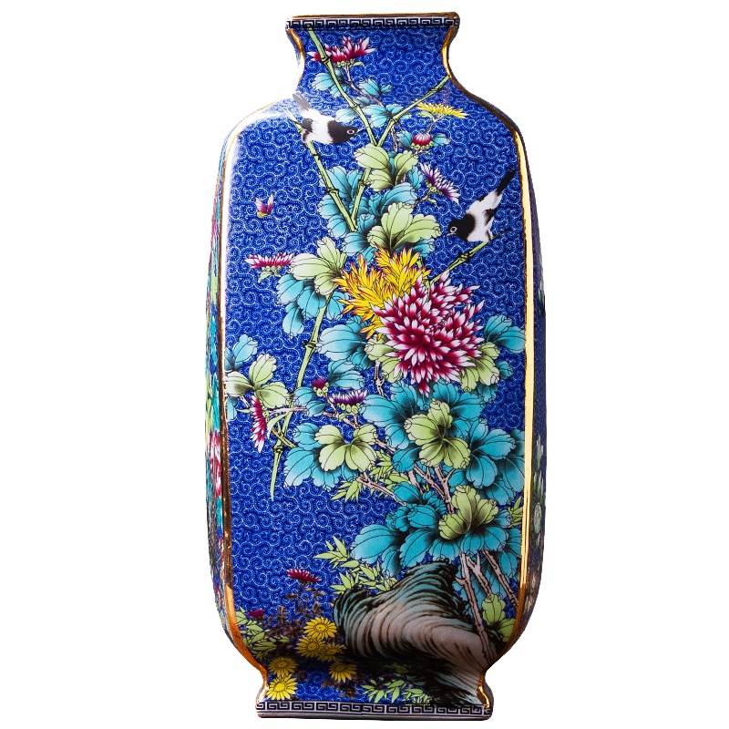 彩帮景德镇仿古花瓶中式珐琅彩古典家居客厅博古架复古摆件