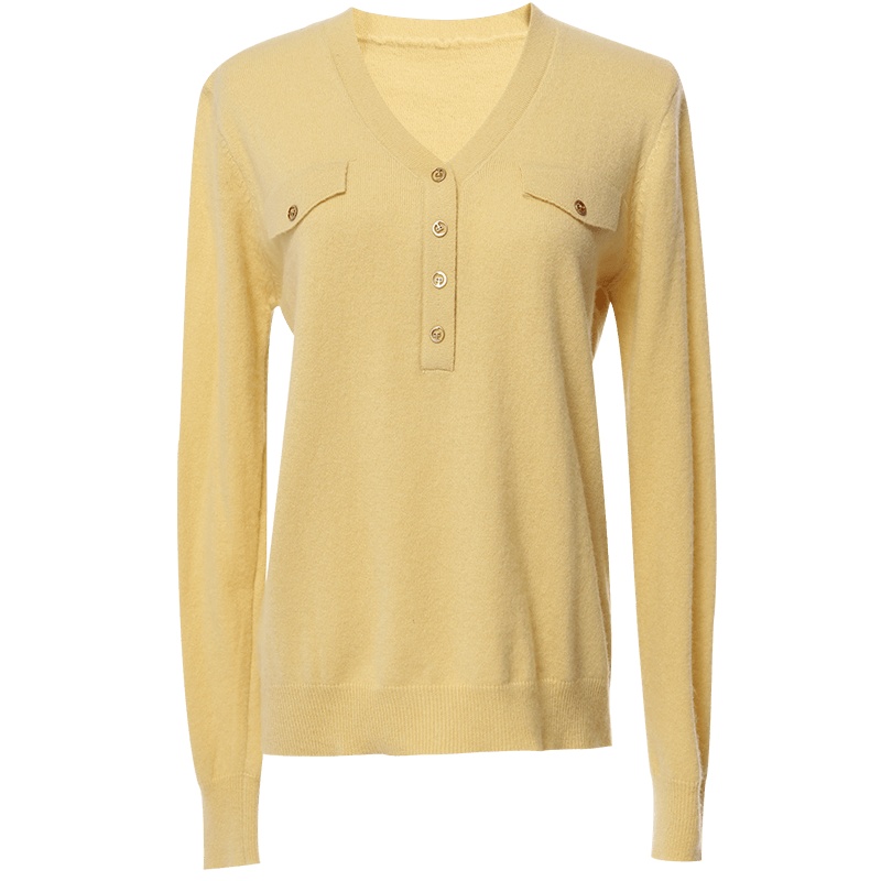 欧昵雪套头v领纯色宽松针织衫上衣女长袖显瘦打底衫