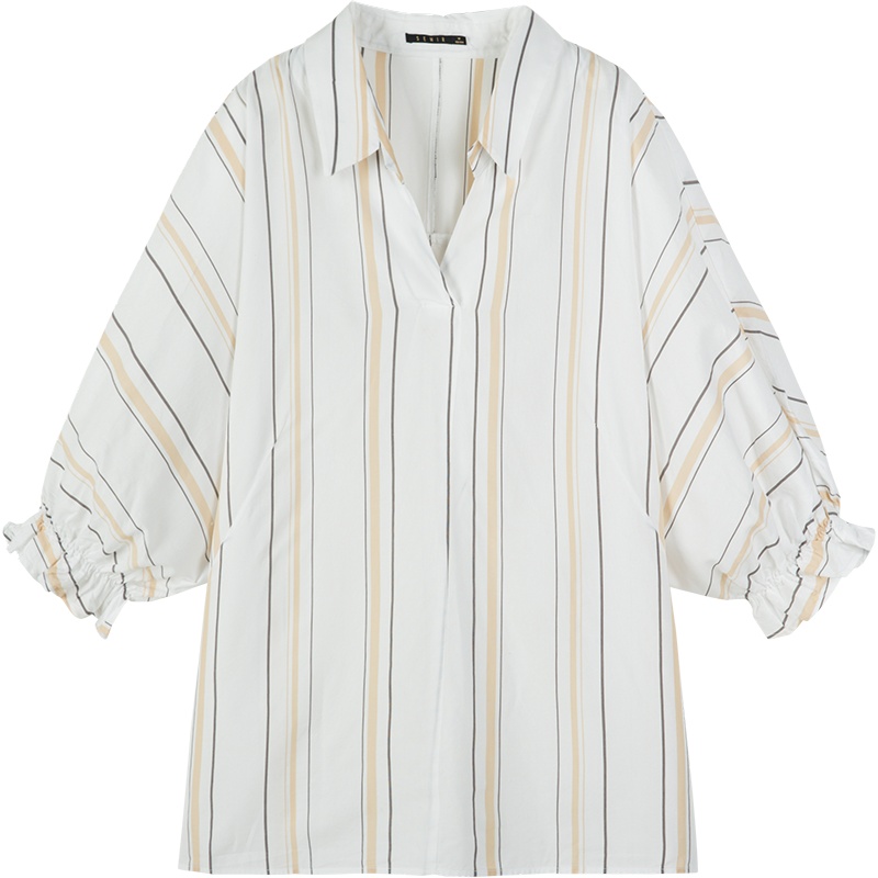 Semir森马长袖衬衫女秋季流行时尚条纹显瘦衬衣学生小清新chic宽松上衣