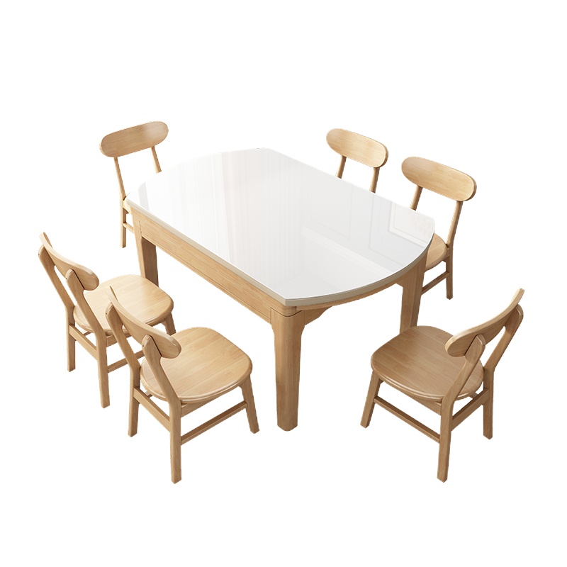 锐取岩板餐桌 岩板实木餐桌椅组合现代简约大小户型可伸缩可折叠餐桌大理石圆形饭桌 钢化玻璃桌面折叠智能电池炉家用火锅餐桌