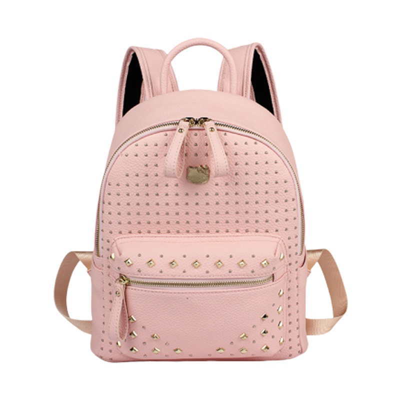 Hello Kitty凯蒂猫纯色嵌珠女士双肩包 粉色